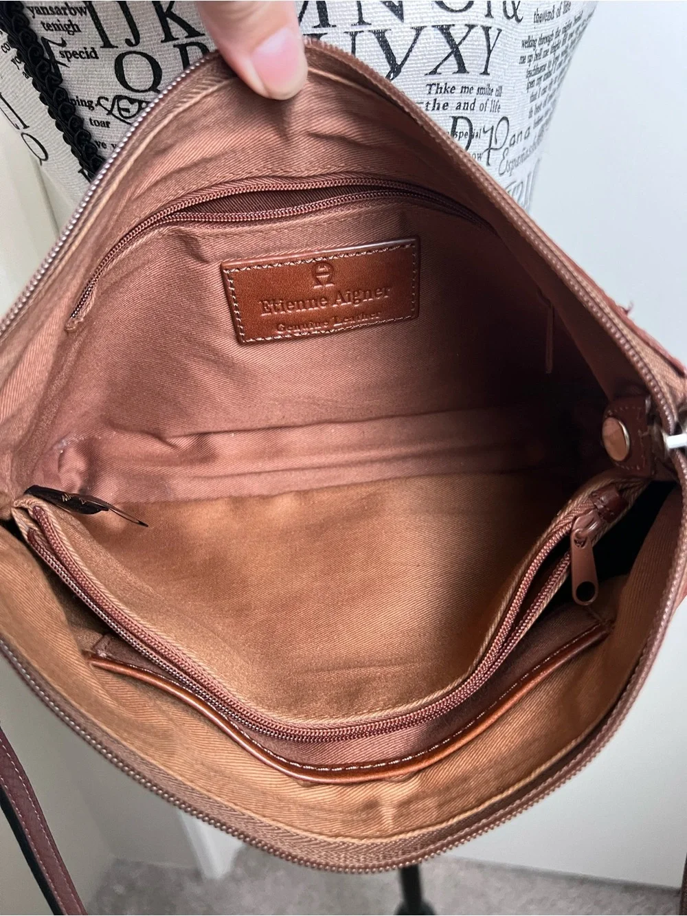 Etienne Aigner Genuine Leather Cognac Shoulder Bag Brown Y2K Minimalist Purse
